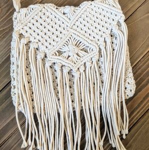 Divided Knit Crochet/Macrame Crossbody Purse